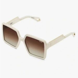 Quay Australia polarized almost ready Cream Square Sunglasses